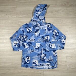 Polo‎ Ralph Lauren Shirt Mens Medium Blue Hooded Aloha Hawaii Floral Vacation